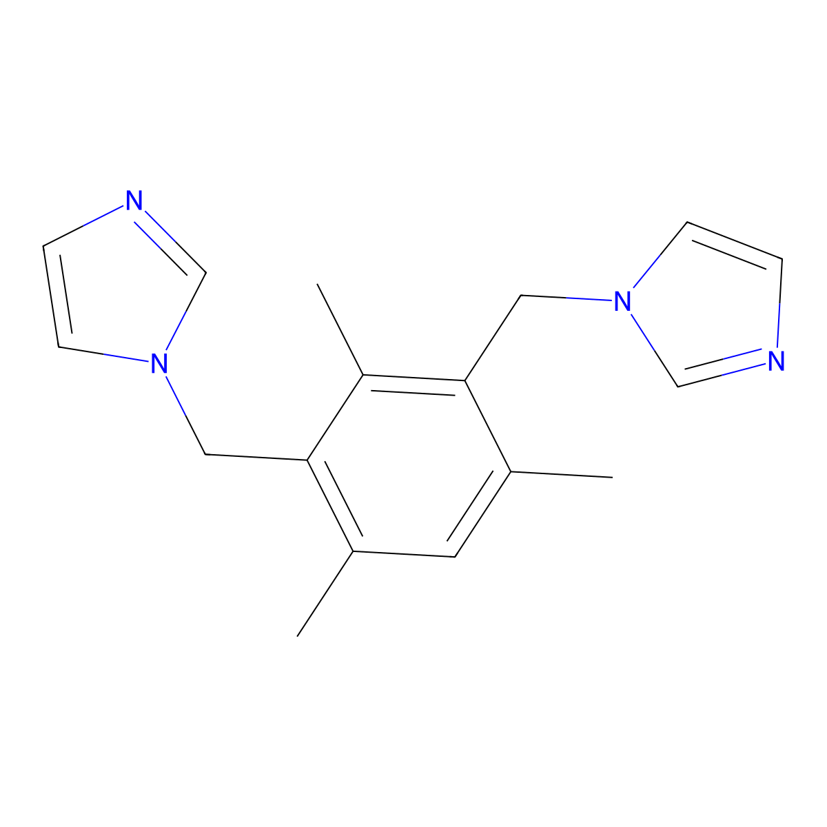 1,1'-((2,4,6-Trimethyl-1,3-phenylene)bis(methylene))bis(1H-imidazole) molecular structure, CAS 348596-90-7