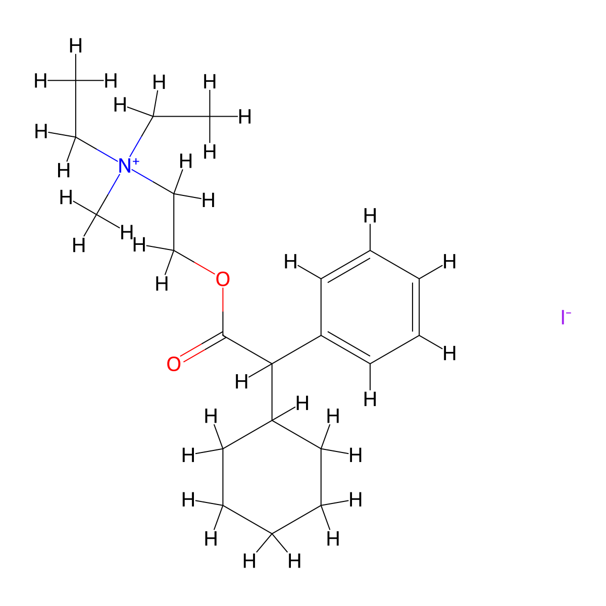 2-((Cyclohexyl(phenyl)acetyl)oxy)-N,N-diethyl-N-methylethan-1-aminium iodide molecular structure, CAS 3486-38-2