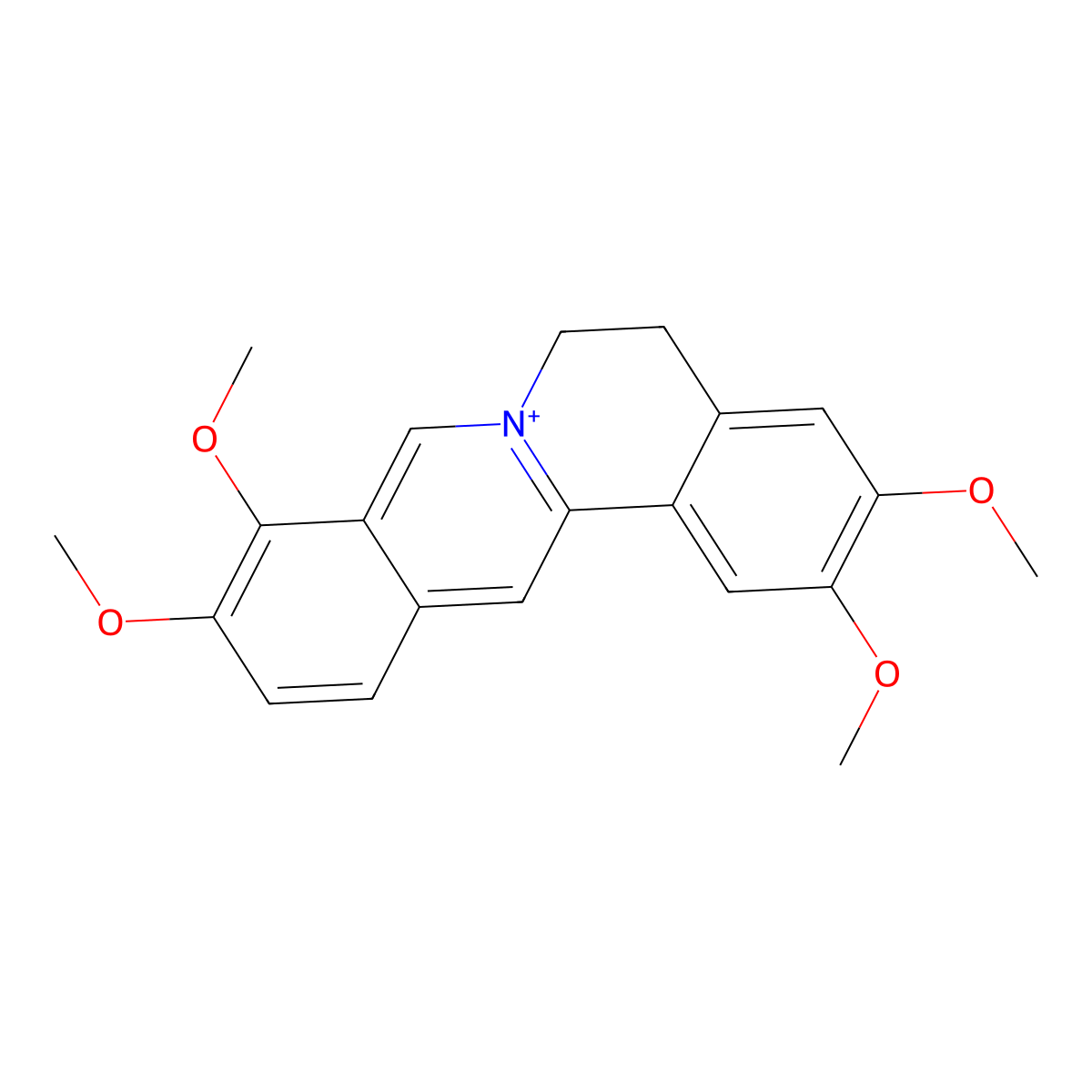 Palmatine molecular structure, CAS 3486-67-7