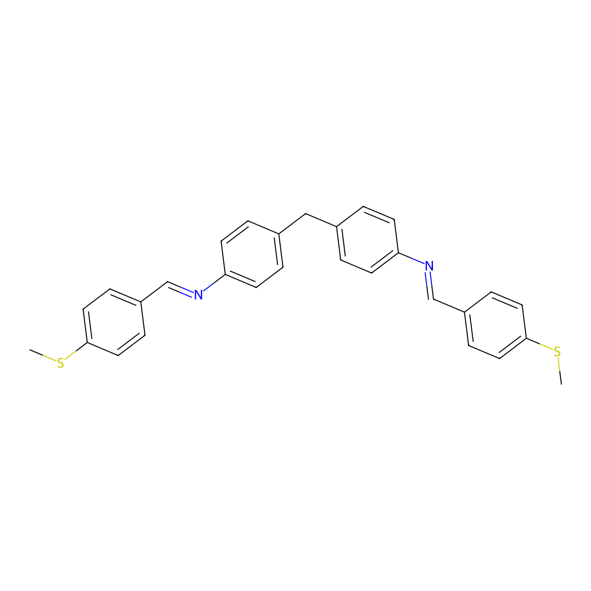 (NE,N'E)-4,4'-methylenebis(N-(4-(methylthio)benzylidene)aniline) molecular structure, CAS 348601-97-8