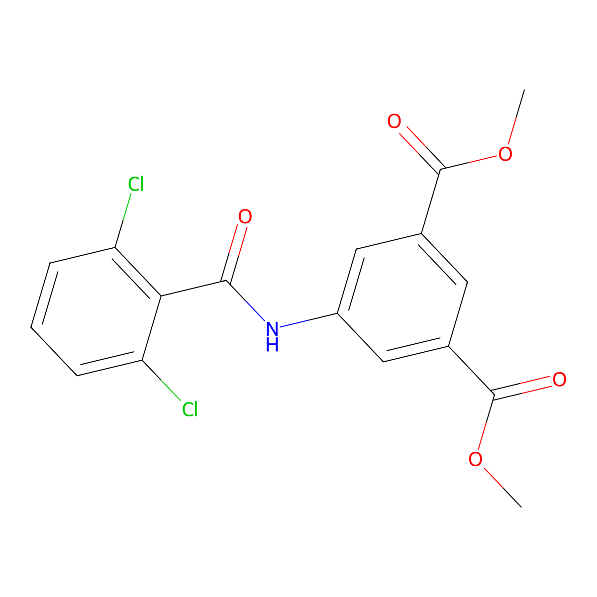 Methyl 5-[(2,6-dichlorophenyl)carbonylamino]-3-(methoxycarbonyl)benzoate molecular structure, CAS 348603-74-7
