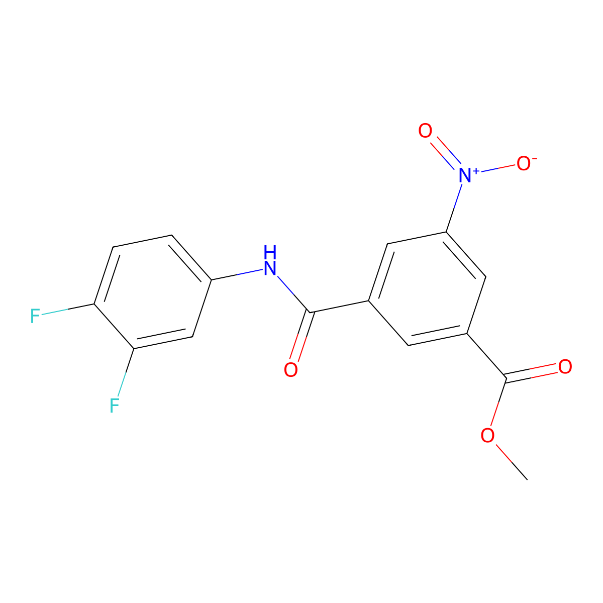 Methyl 3-[(3,4-difluorophenyl)carbamoyl]-5-nitrobenzoate molecular structure, CAS 348604-50-2