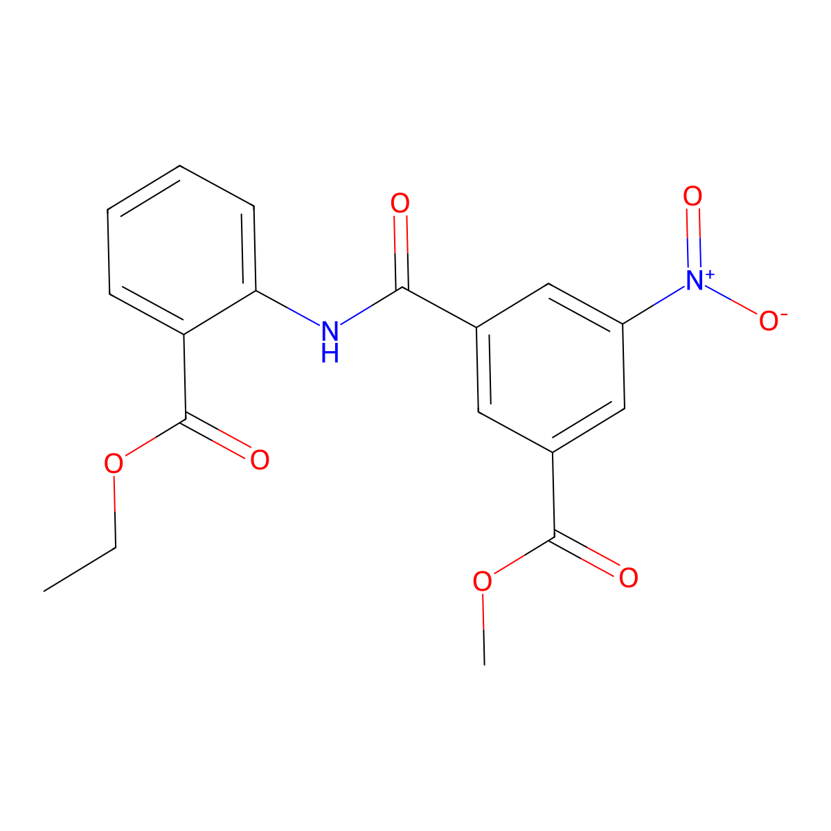 Methyl 3-{[2-(ethoxycarbonyl)phenyl]carbamoyl}-5-nitrobenzoate molecular structure, CAS 348604-52-4