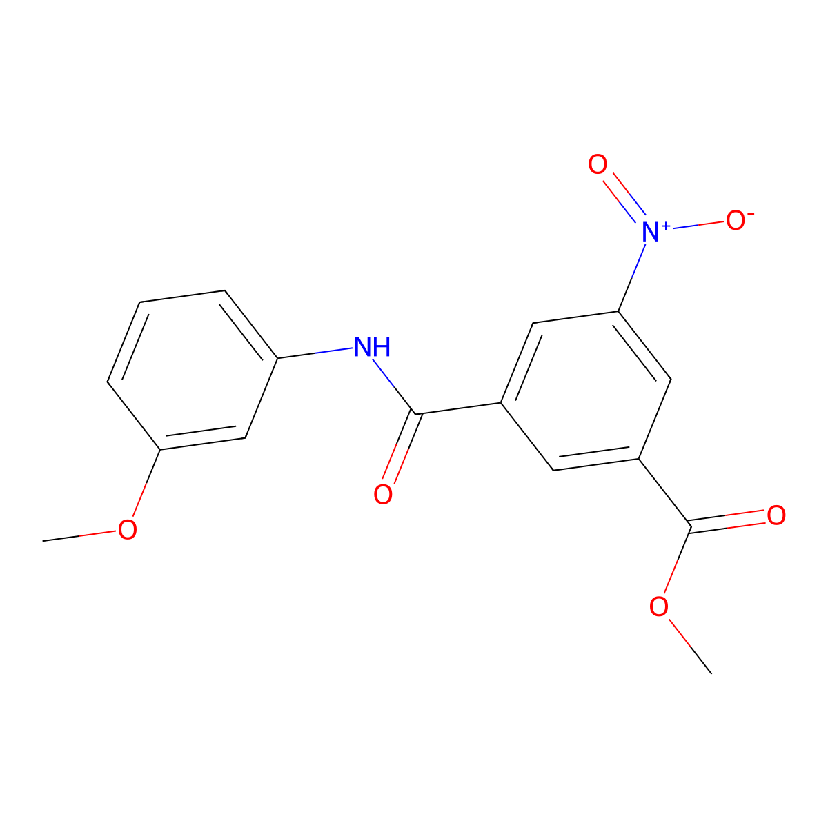 Methyl 3-[(3-methoxyphenyl)carbamoyl]-5-nitrobenzoate molecular structure, CAS 348605-17-4
