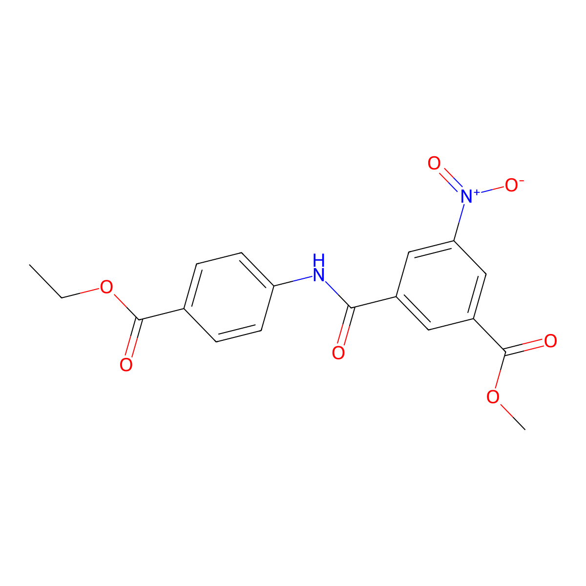 Methyl 3-{[4-(ethoxycarbonyl)phenyl]carbamoyl}-5-nitrobenzoate molecular structure, CAS 348605-19-6