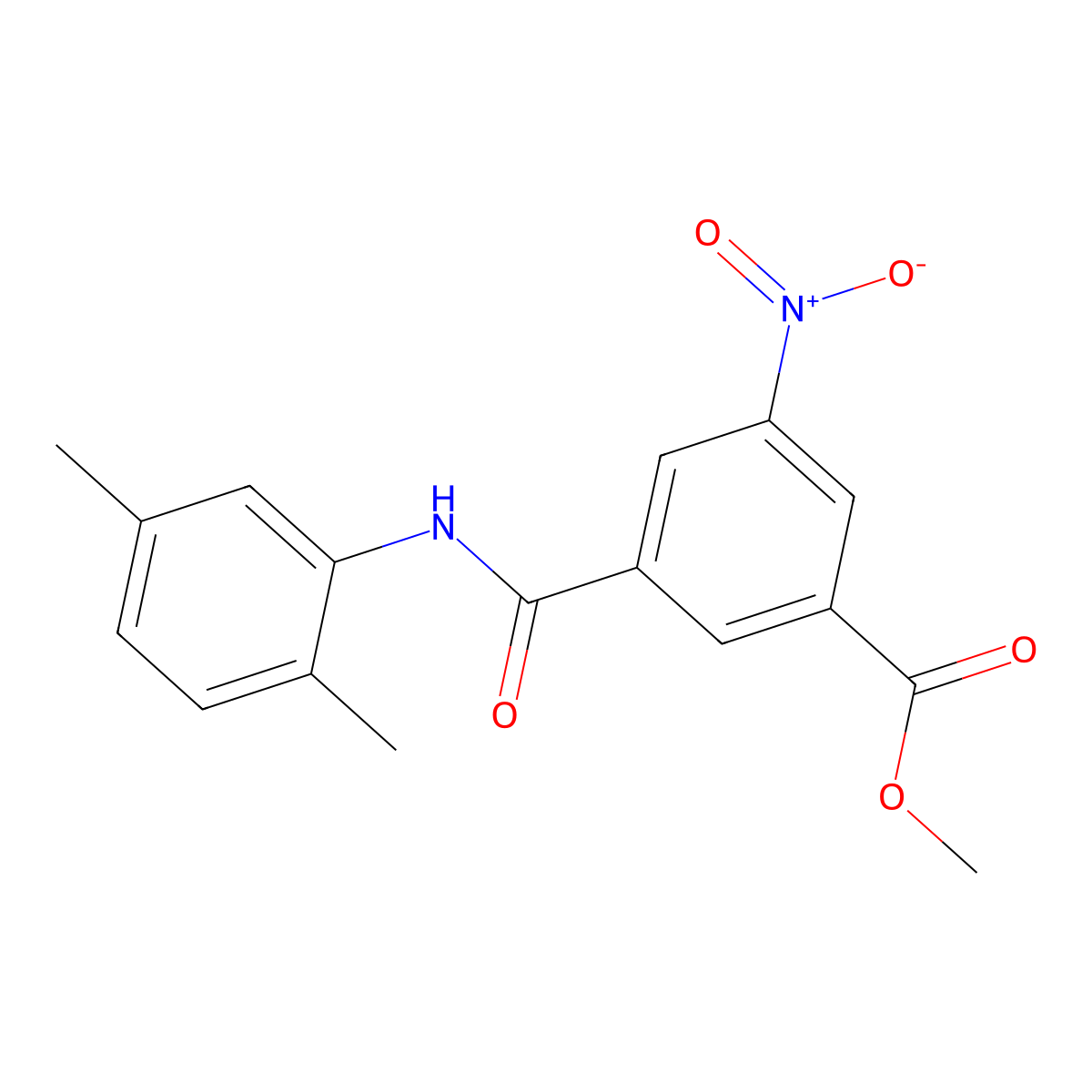 Methyl 3-[(2,5-dimethylphenyl)carbamoyl]-5-nitrobenzoate molecular structure, CAS 348605-40-3