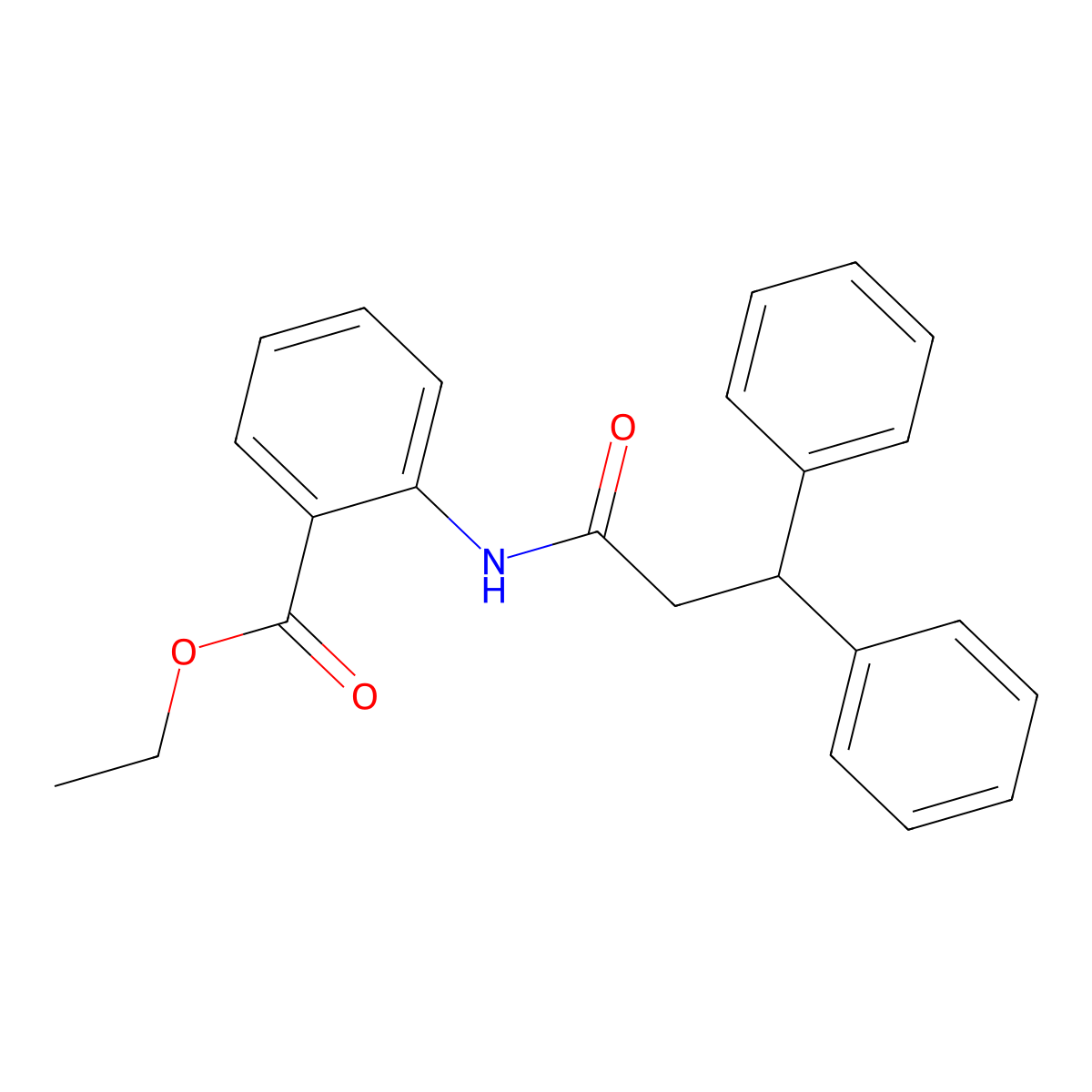 Ethyl 2-(3,3-diphenylpropanoylamino)benzoate molecular structure, CAS 348607-65-8