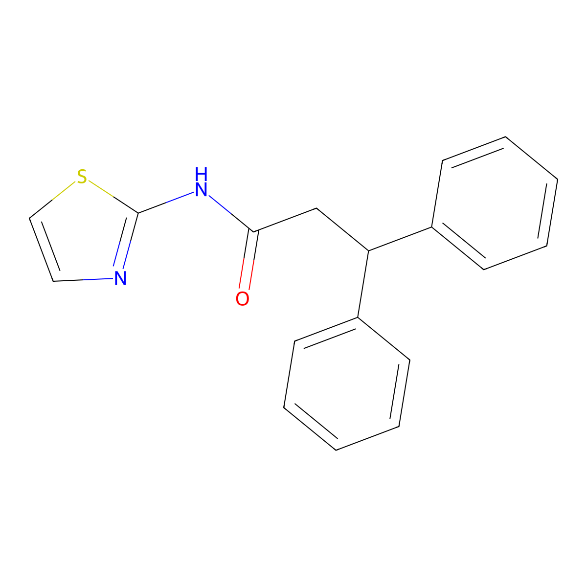 3,3-diphenyl-N-(1,3-thiazol-2-yl)propanamide molecular structure, CAS 348607-79-4
