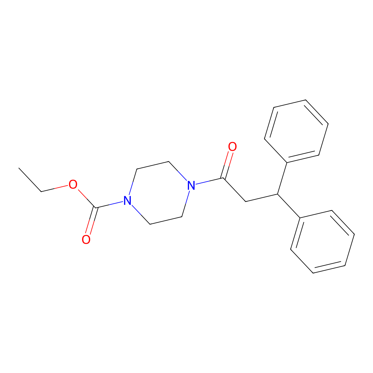 Ethyl 4-(3,3-diphenylpropanoyl)piperazine-1-carboxylate molecular structure, CAS 348611-34-7