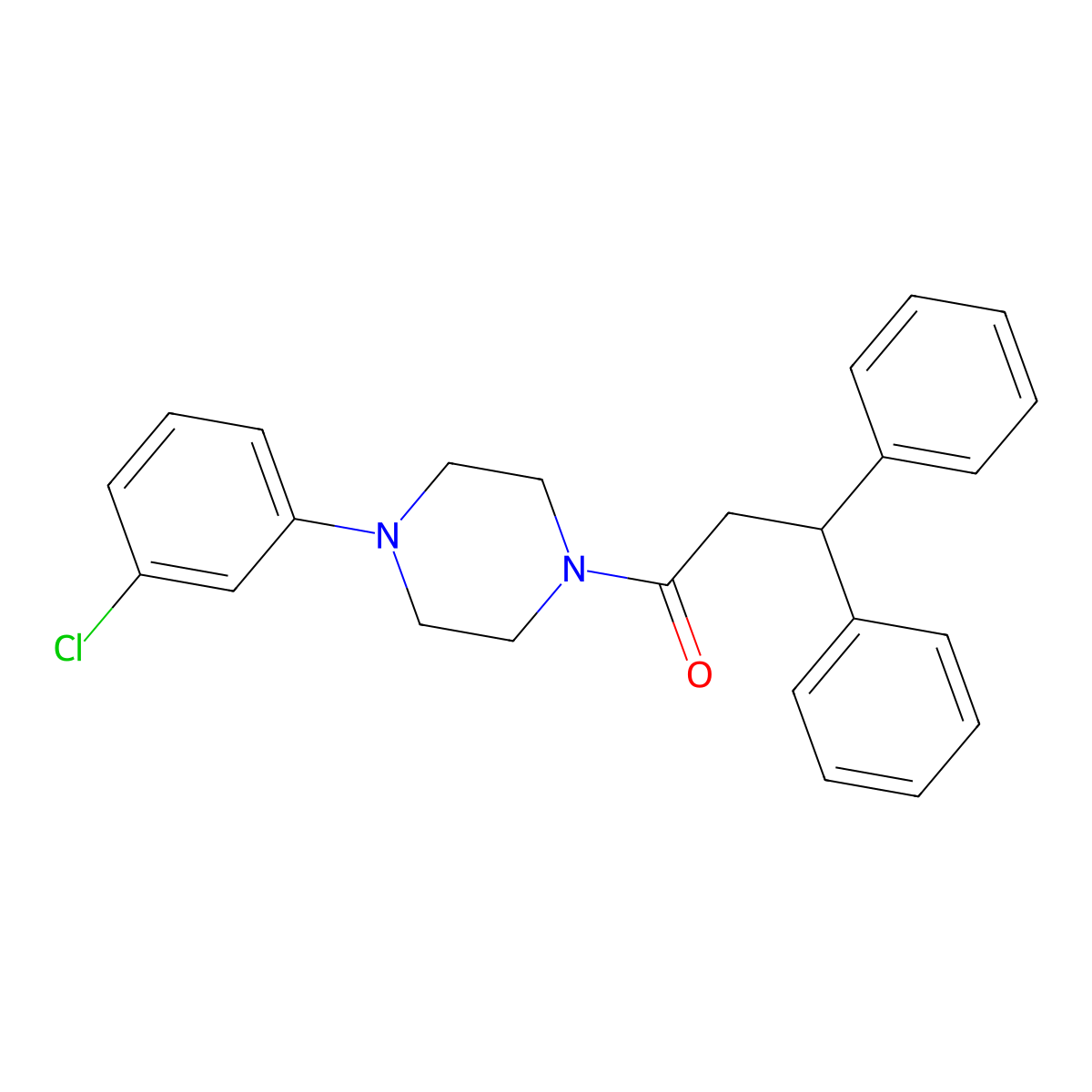 1-[4-(3-Chlorophenyl)piperazin-1-yl]-3,3-diphenylpropan-1-one molecular structure, CAS 348611-43-8
