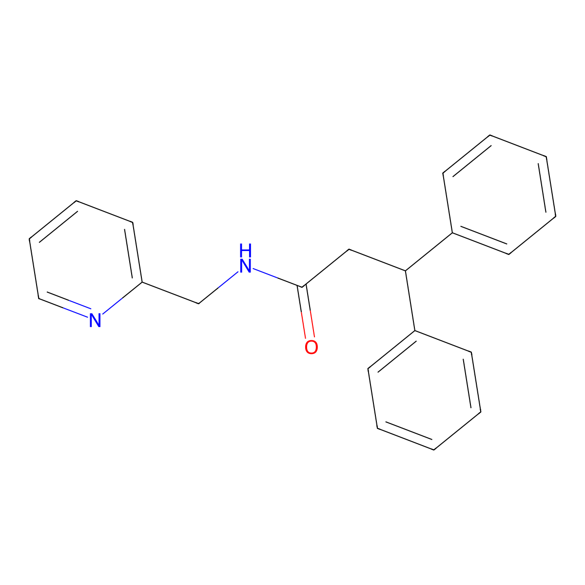 3,3-diphenyl-N-(pyridin-2-ylmethyl)propanamide molecular structure, CAS 348611-47-2