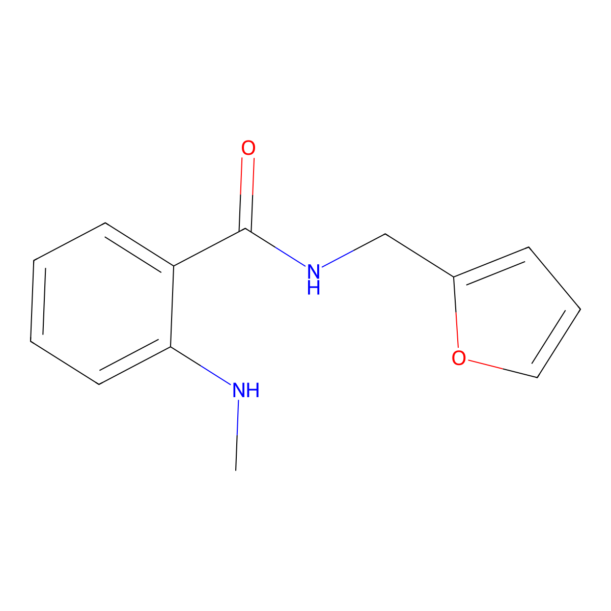 N-(furan-2-ylmethyl)-2-(methylamino)benzamide molecular structure, CAS 348612-47-5