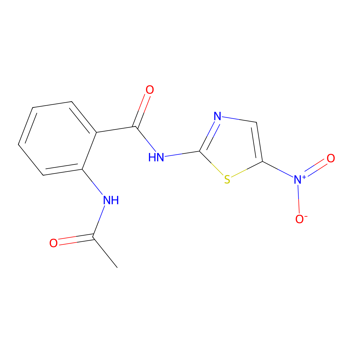 2-(acetylamino)-N-{5-nitro-1,3-thiazol-2-yl}benzamide molecular structure, CAS 348614-07-3