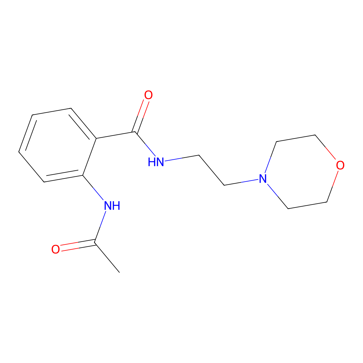 2-acetamido-N-(2-morpholin-4-ylethyl)benzamide molecular structure, CAS 348614-21-1