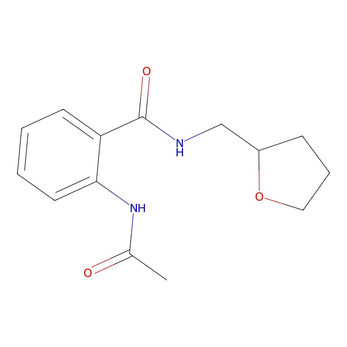 2-acetamido-N-(oxolan-2-ylmethyl)benzamide molecular structure, CAS 348614-22-2