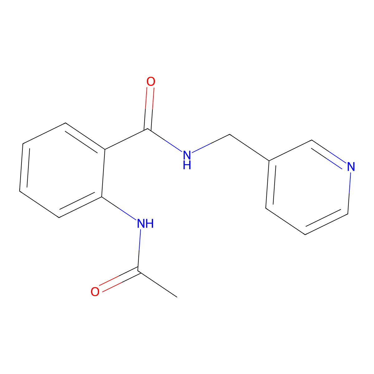 2-acetamido-N-(pyridin-3-ylmethyl)benzamide molecular structure, CAS 348614-34-6