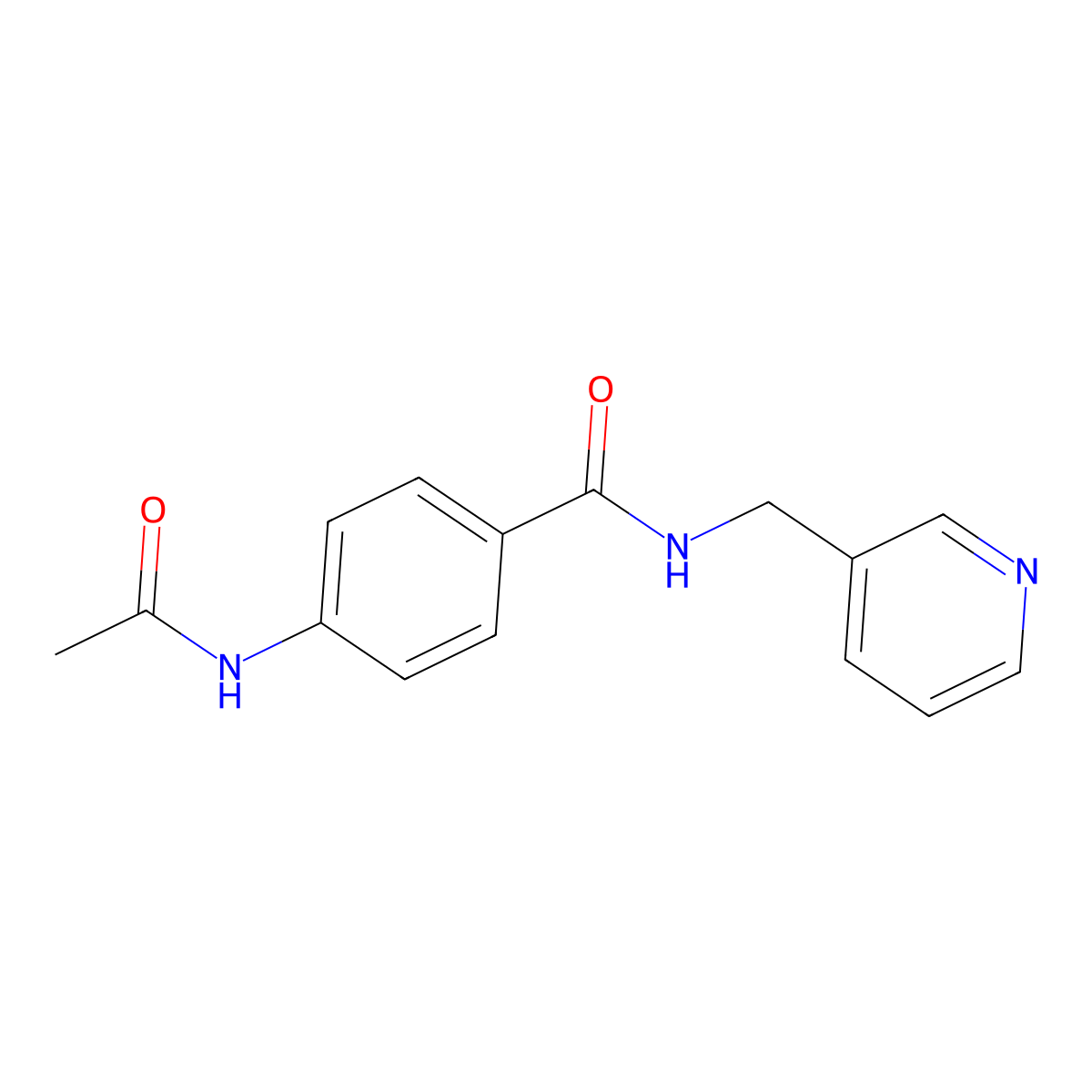 4-acetamido-N-(pyridin-3-ylmethyl)benzamide molecular structure, CAS 348615-17-8