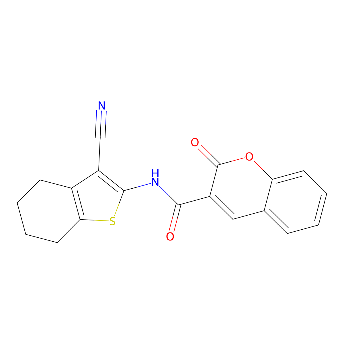 N-(3-Cyano-4,5,6,7-tetrahydro-1-benzothien-2-YL)-2-oxo-2H-chromene-3-carboxamide molecular structure, CAS 348621-77-2