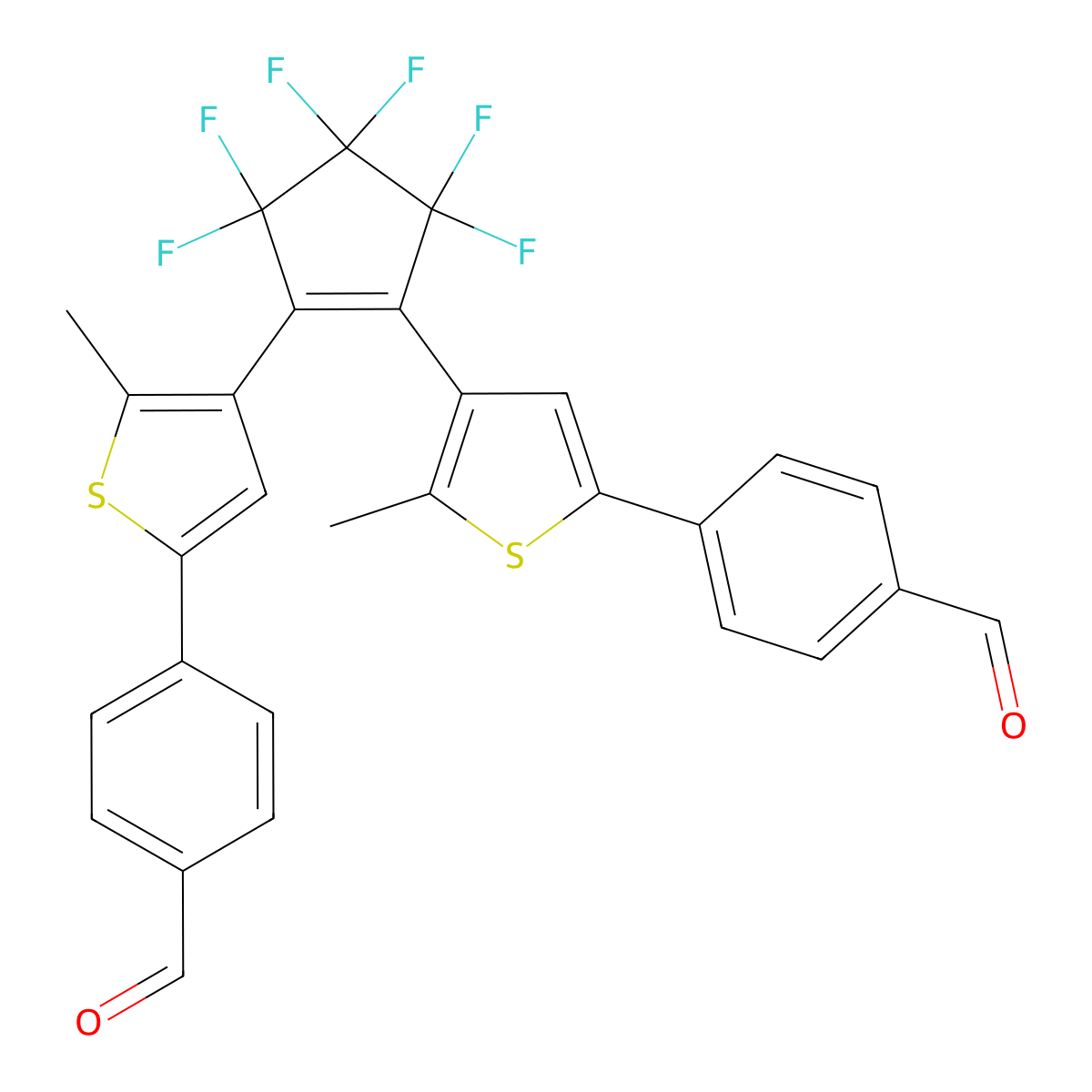 4,4'-((Perfluorocyclopent-1-ene-1,2-diyl)bis(5-methylthiophene-4,2-diyl))dibenzaldehyde molecular structure, CAS 348639-12-3