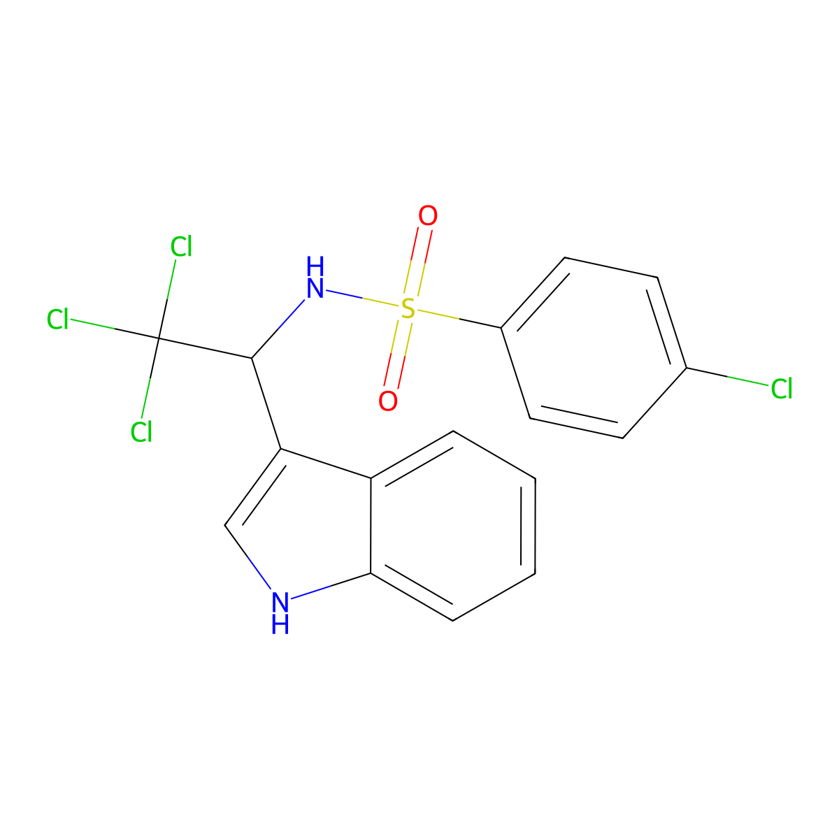 4-Chloro-n-(2,2,2-trichloro-1-(1h-indol-3-yl)ethyl)benzenesulfonamide molecular structure, CAS 348642-53-5