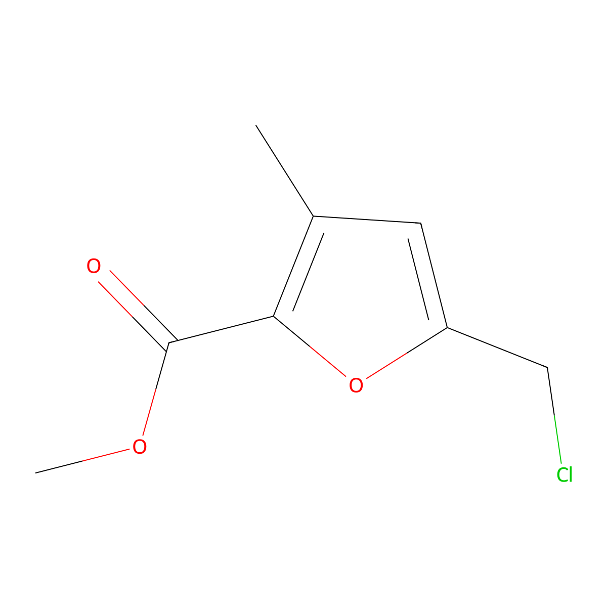 Methyl 5-(chloromethyl)-3-methylfuran-2-carboxylate molecular structure, CAS 34878-06-3