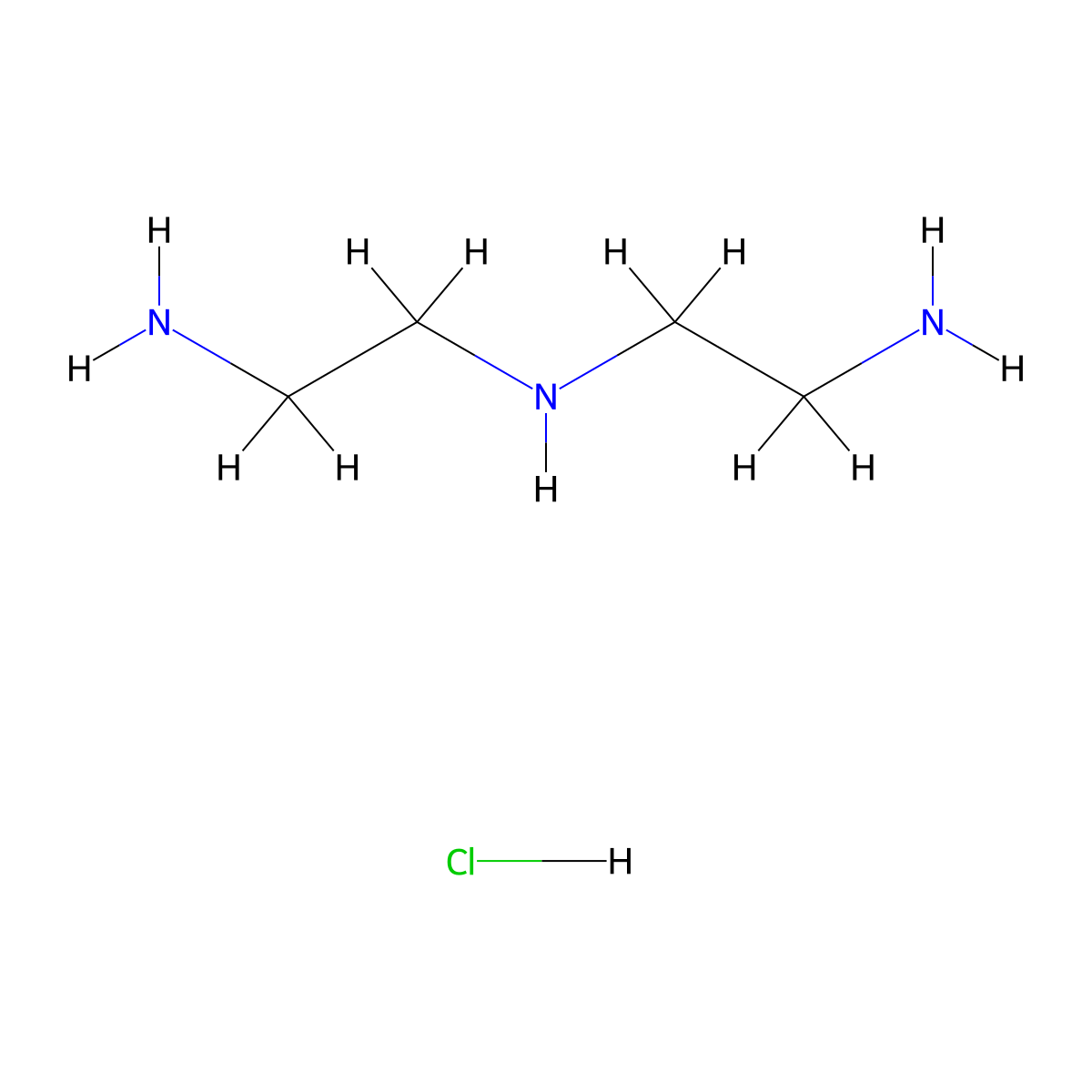 Diethylenetriamine monohydrochloride molecular structure, CAS 3488-89-9