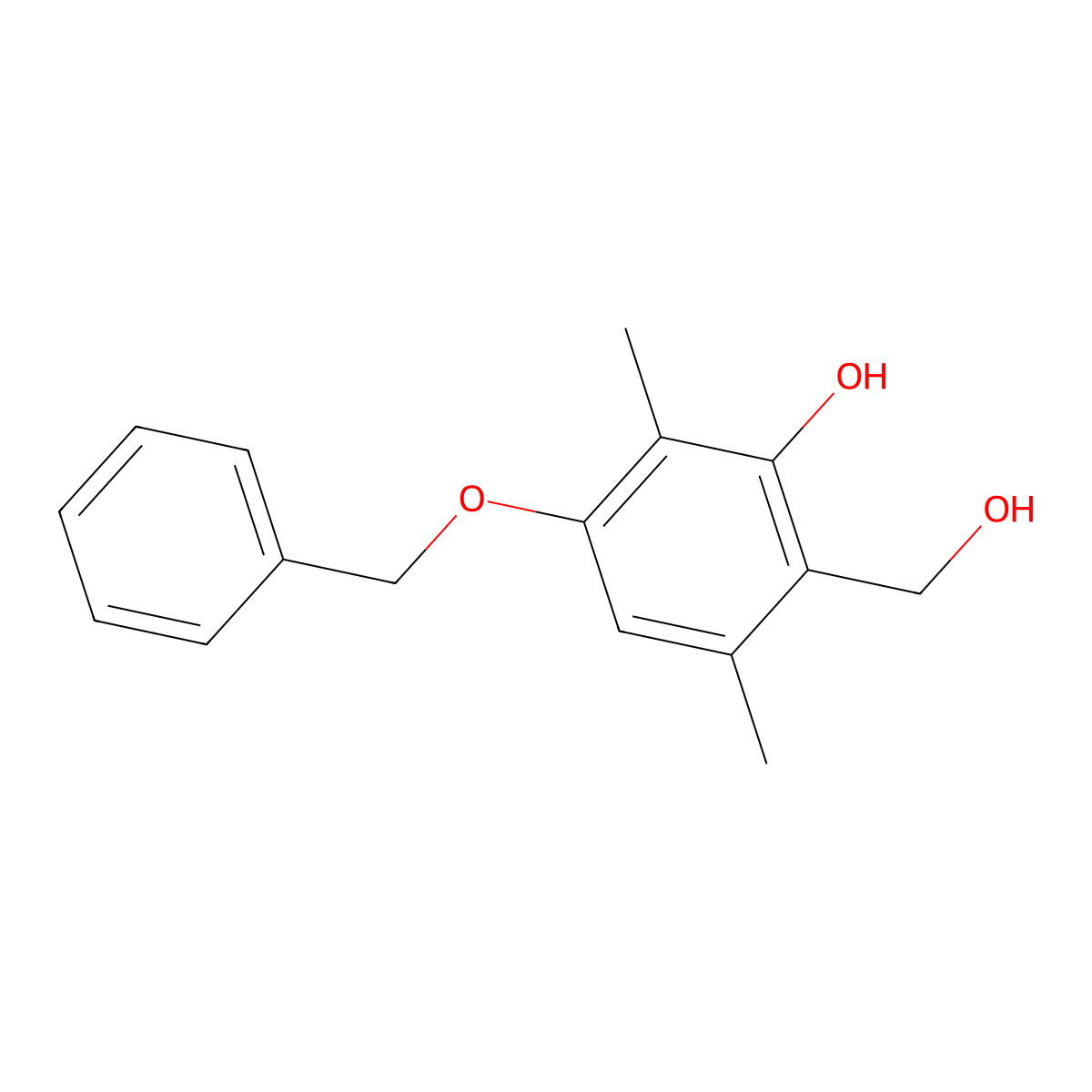 Benzenemethanol, 2-hydroxy-3,6-dimethyl-4-(phenylmethoxy)- molecular structure, CAS 34883-06-2