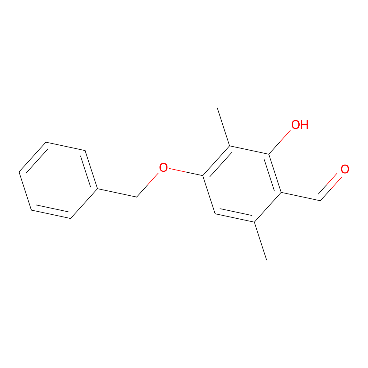 Benzaldehyde, 2-hydroxy-3,6-dimethyl-4-(phenylmethoxy)- molecular structure, CAS 34883-16-4