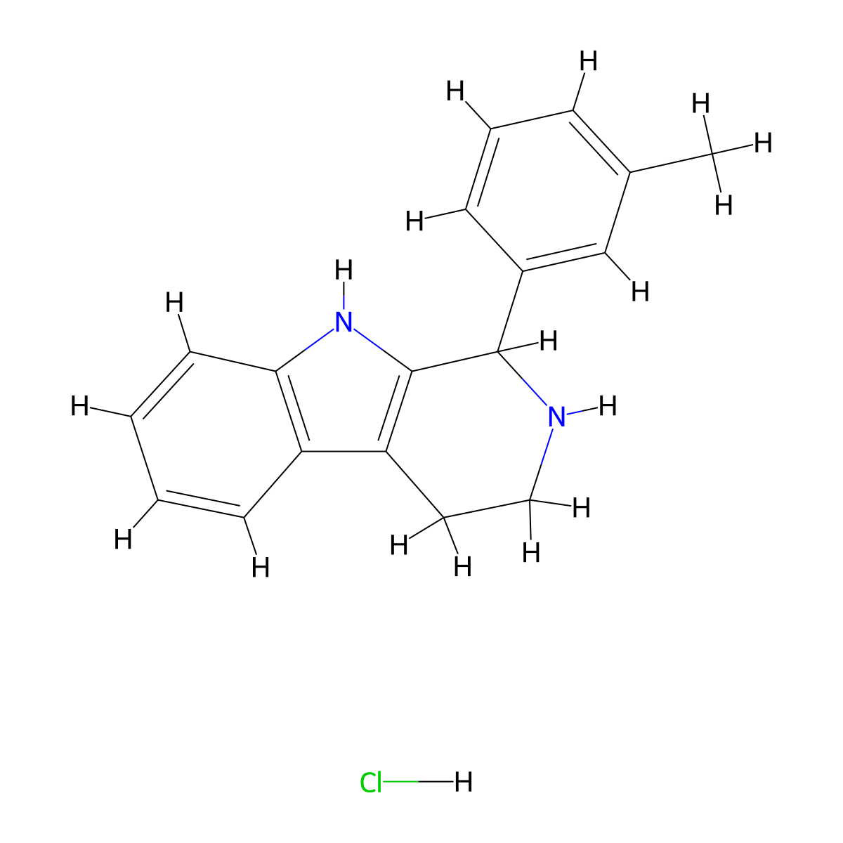 9H-Pyrido(3,4-b)indole, 1,2,3,4-tetrahydro-1-(m-tolyl)-, hydrochloride molecular structure, CAS 3489-13-2
