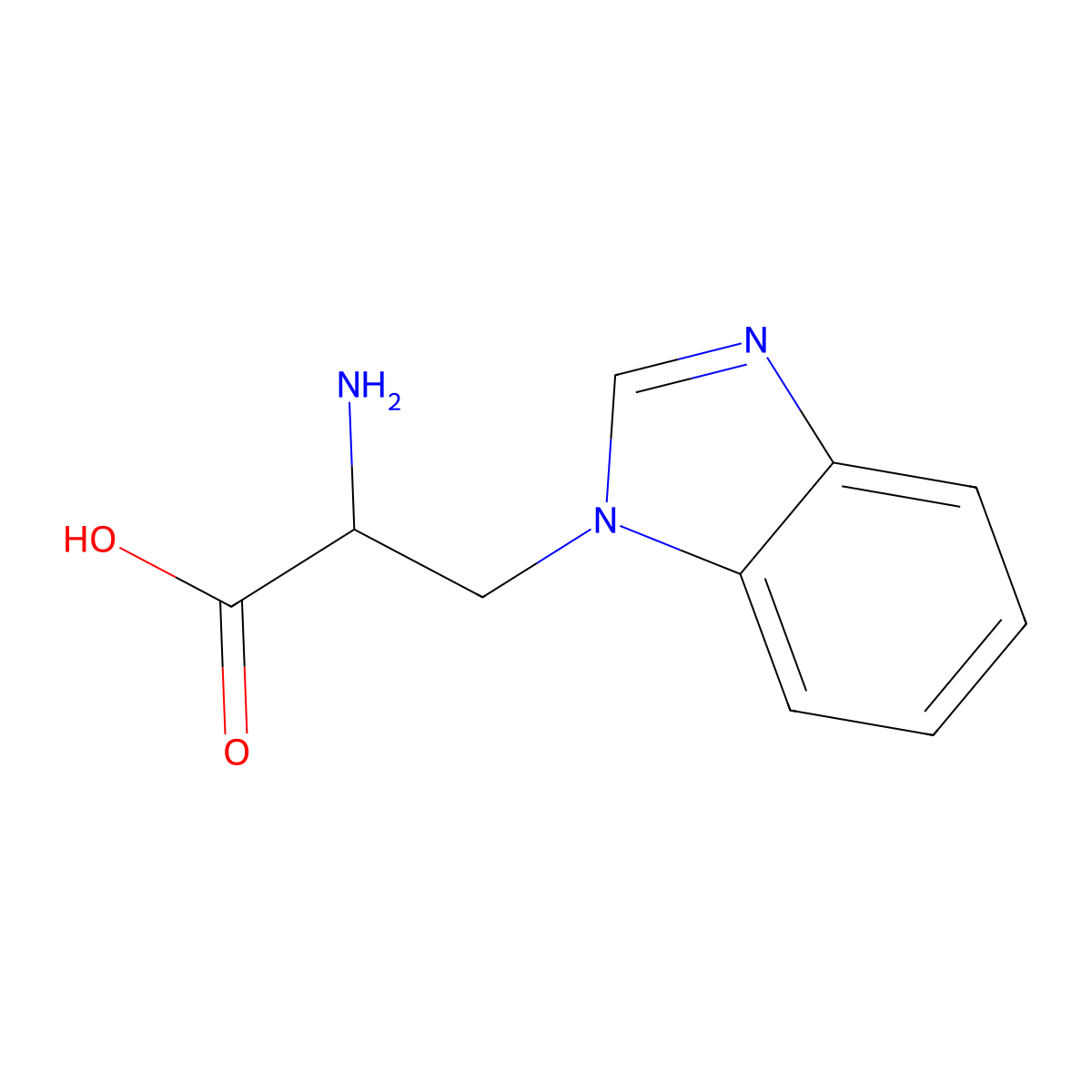 2-Amino-3-benzoimidazol-1-YL-propionic acid molecular structure, CAS 34897-21-7