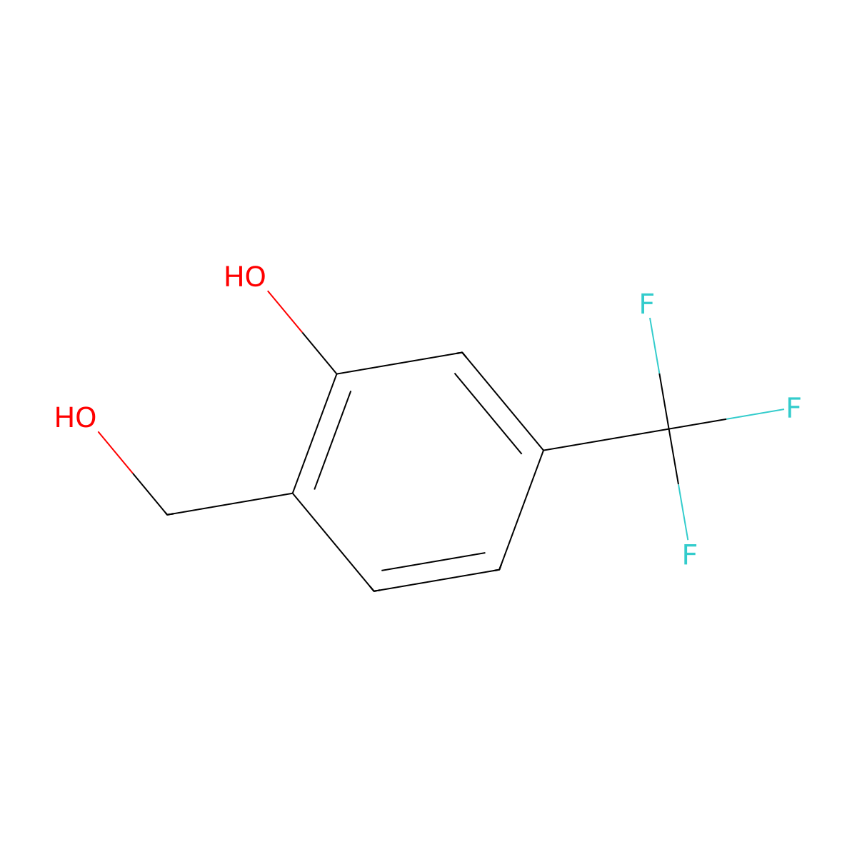 2-(Hydroxymethyl)-5-(trifluoromethyl)phenol molecular structure, CAS 349-66-6