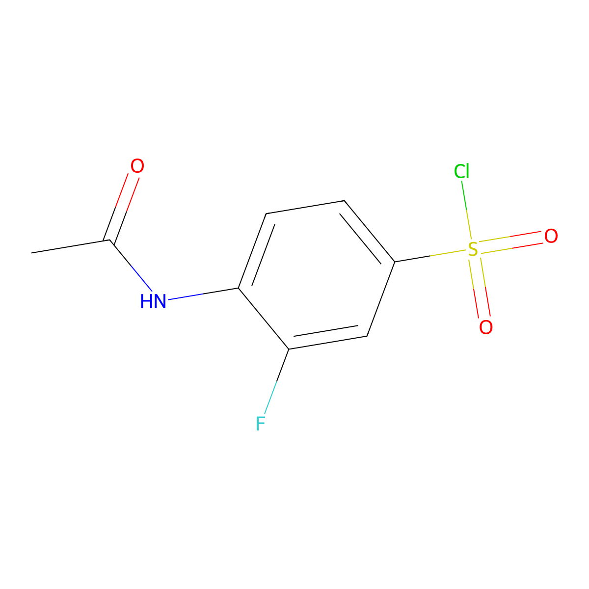4-Acetamido-3-fluorobenzene-1-sulfonyl chloride molecular structure, CAS 349-71-3
