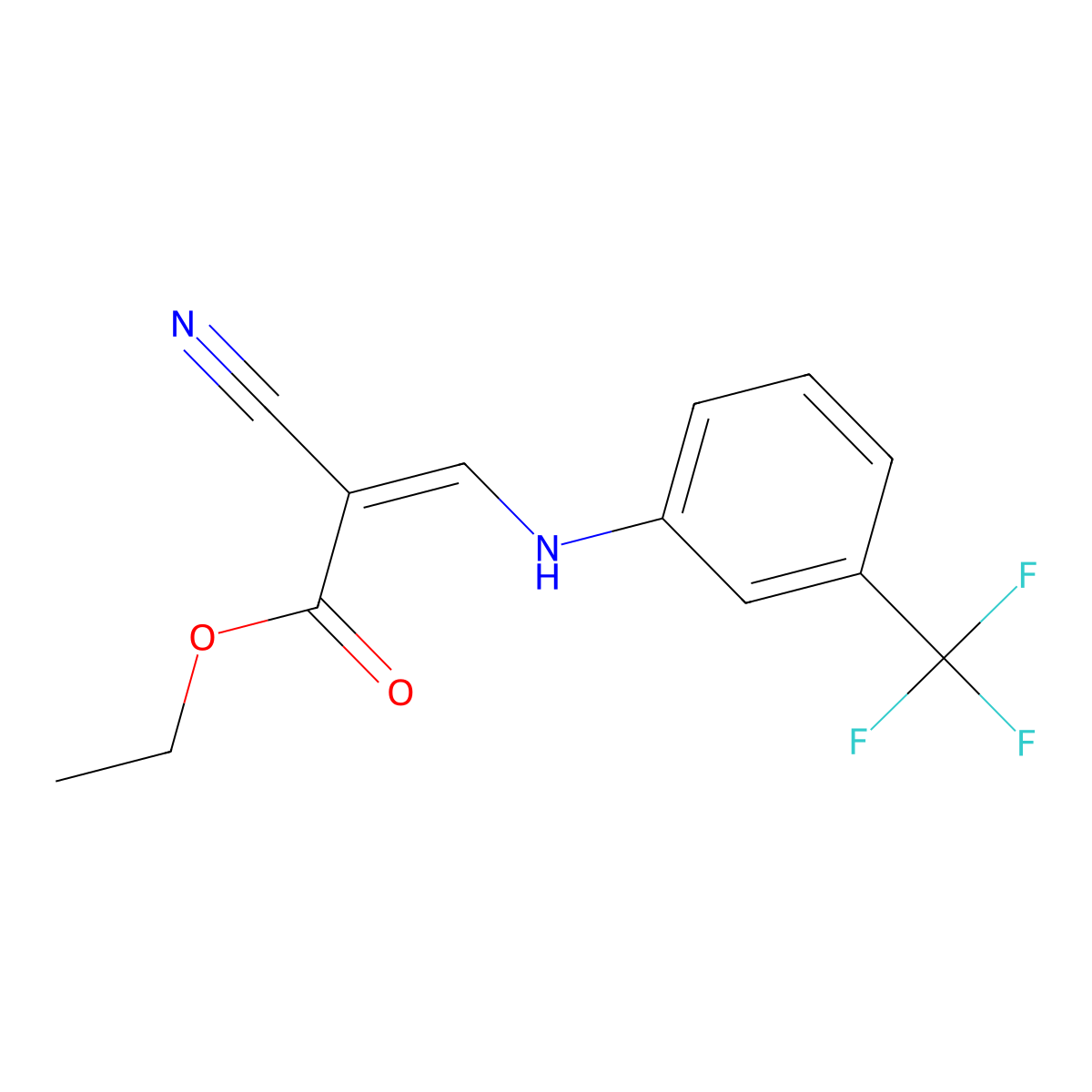 Ethyl 2-cyano-3-[3-(trifluoromethyl)anilino]prop-2-enoate molecular structure, CAS 349-73-5