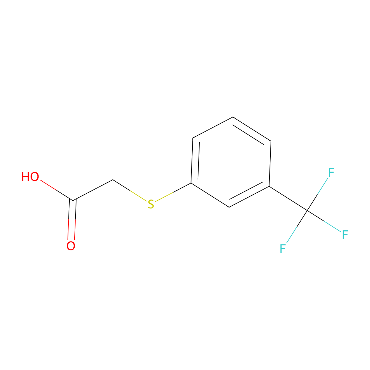 2-[[3-(Trifluoromethyl)phenyl]thio]acetic acid molecular structure, CAS 349-83-7
