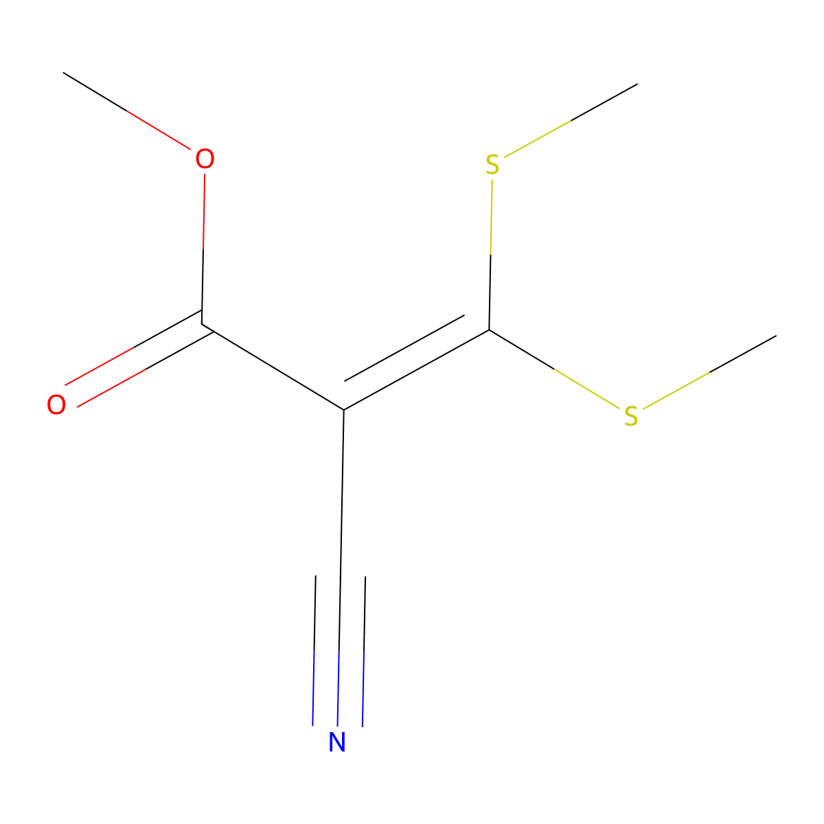 Methyl 2-cyano-3,3-bis(methylsulfanyl)prop-2-enoate molecular structure, CAS 3490-92-4