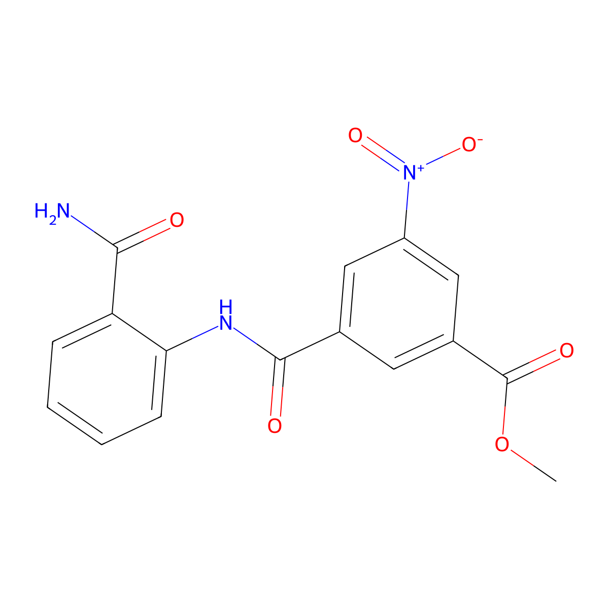 Methyl 3-[(2-carbamoylphenyl)carbamoyl]-5-nitrobenzoate molecular structure, CAS 349084-51-1