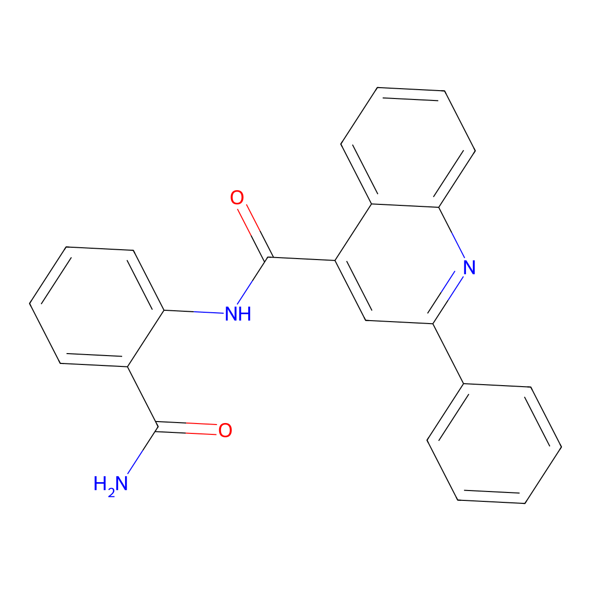 N-(2-carbamoylphenyl)-2-phenylquinoline-4-carboxamide molecular structure, CAS 349084-52-2