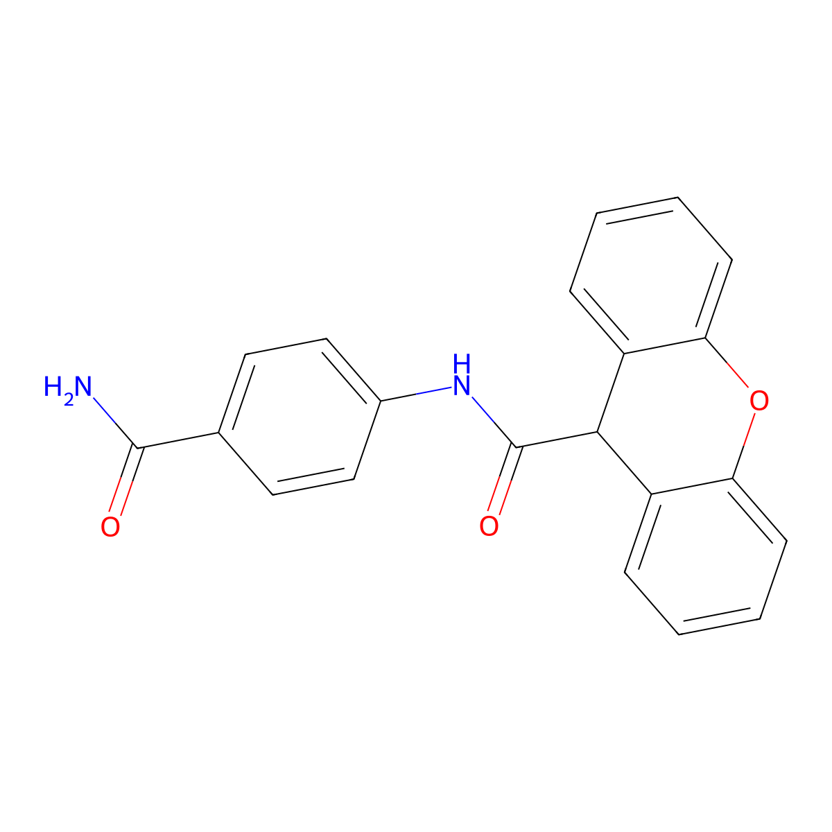 N-(4-carbamoylphenyl)-9H-xanthene-9-carboxamide molecular structure, CAS 349084-63-5