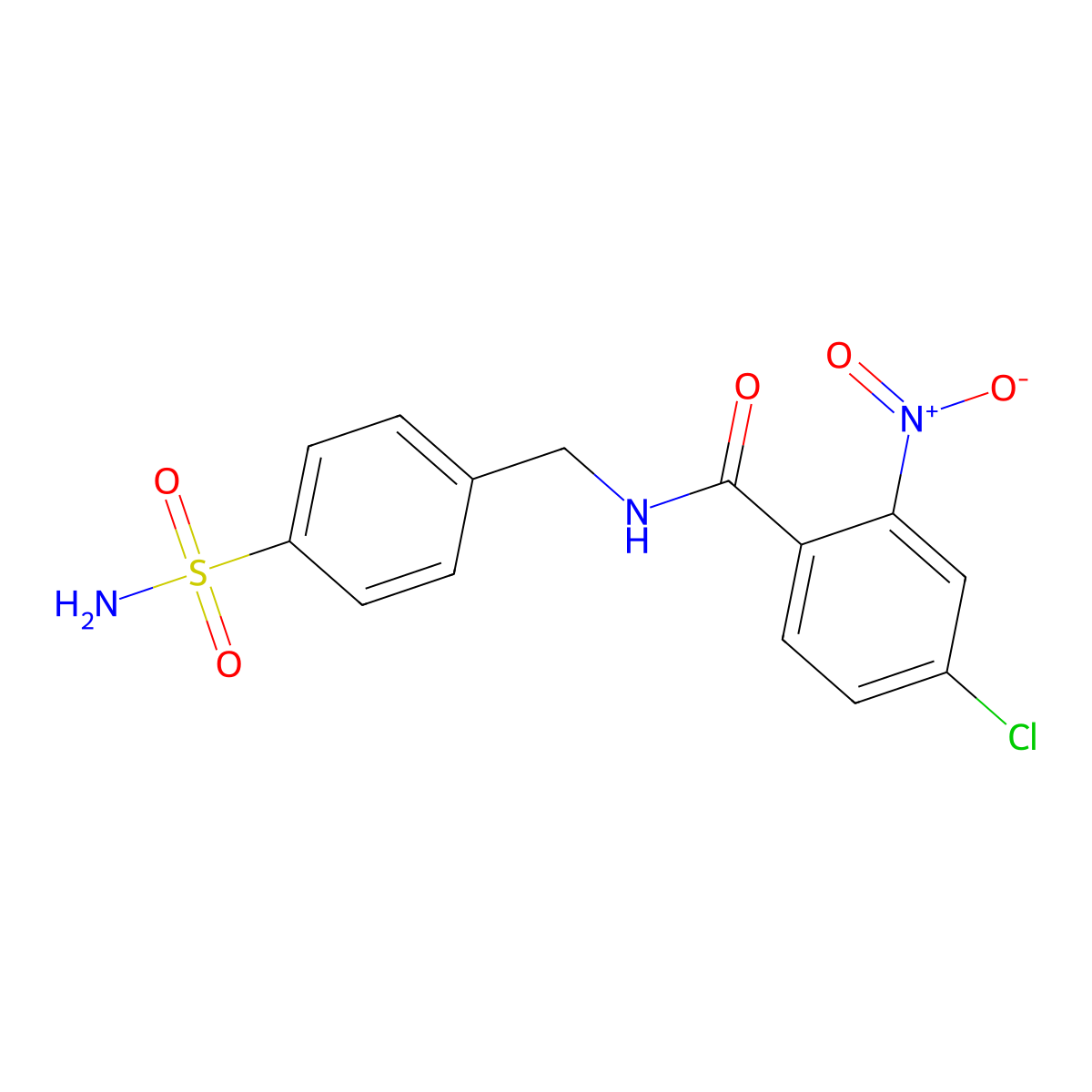4-Chloro-2-nitro-N-(4-sulfamoyl-benzyl)-benzamide molecular structure, CAS 349084-65-7