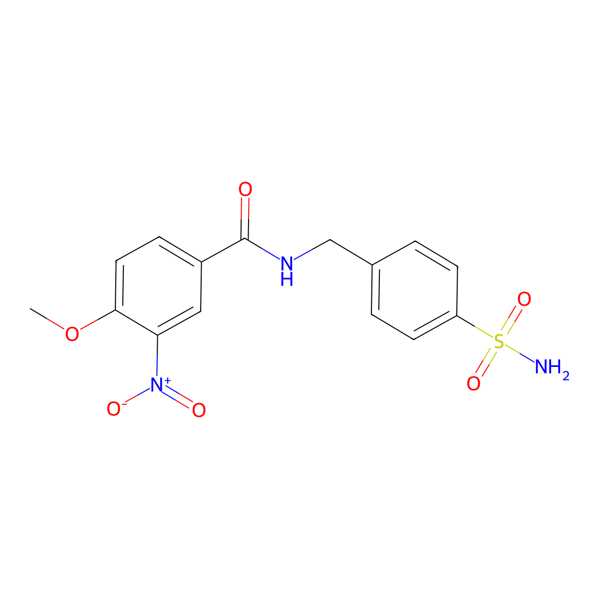 4-methoxy-3-nitro-N-[(4-sulfamoylphenyl)methyl]benzamide molecular structure, CAS 349084-66-8