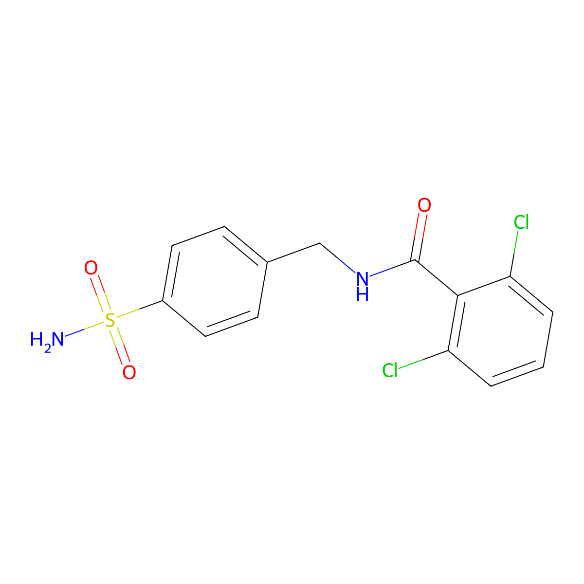 2,6-dichloro-N-(4-sulfamoylbenzyl)benzamide molecular structure, CAS 349084-69-1