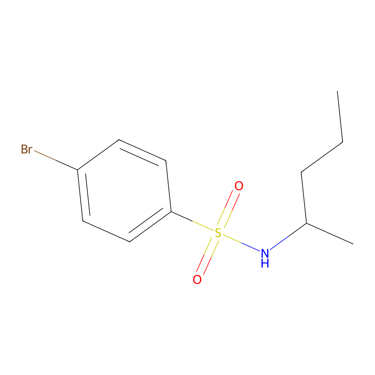 4-bromo-N-(1-methylbutyl)benzenesulfonamide molecular structure, CAS 349084-84-0