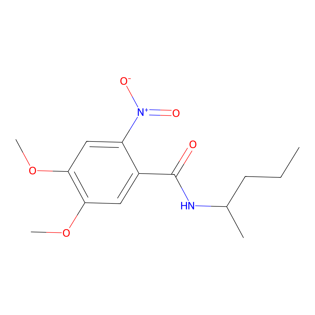 4,5-dimethoxy-2-nitro-N-(pentan-2-yl)benzamide molecular structure, CAS 349084-94-2