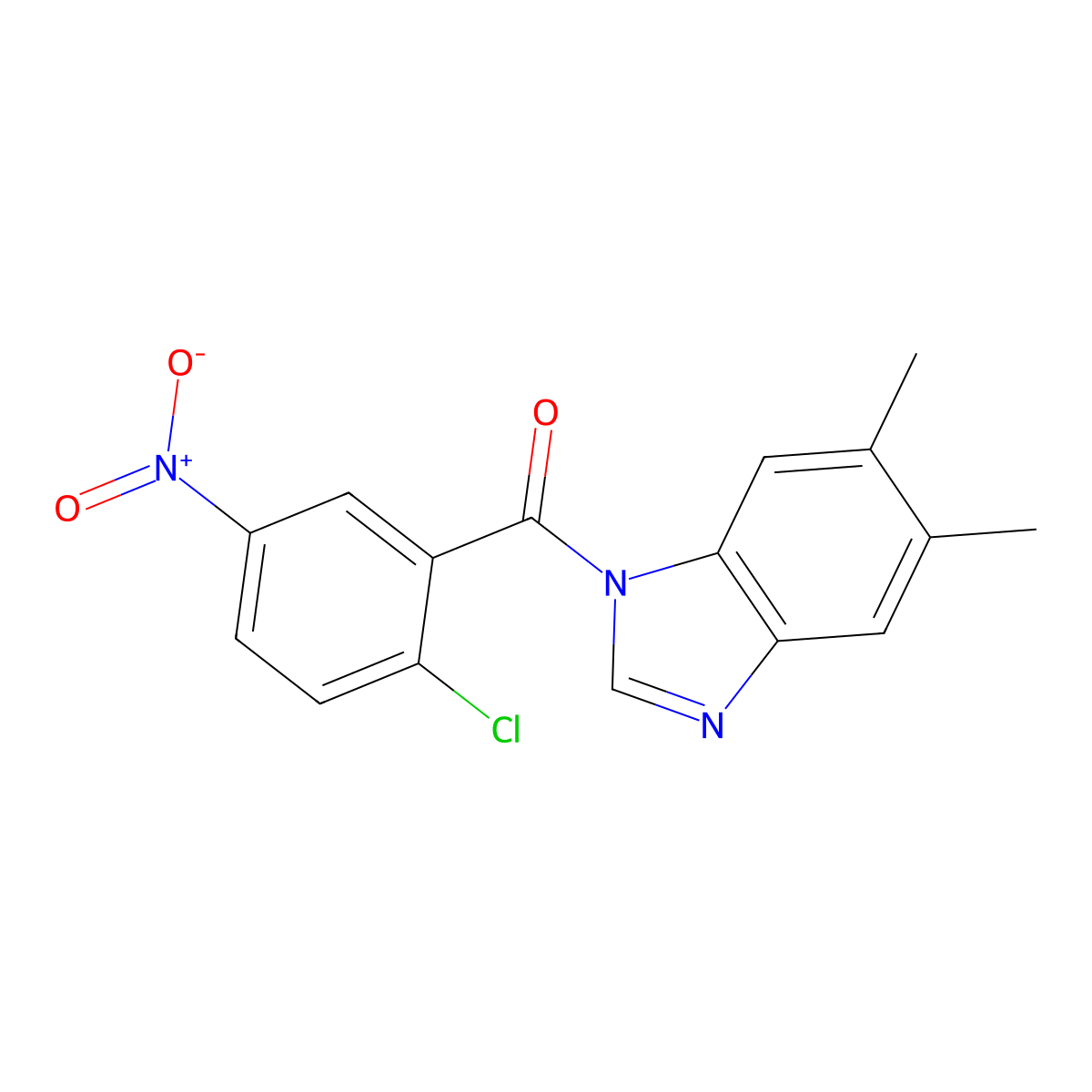 1-(2-chloro-5-nitrobenzoyl)-5,6-dimethyl-1H-benzimidazole molecular structure, CAS 349085-05-8