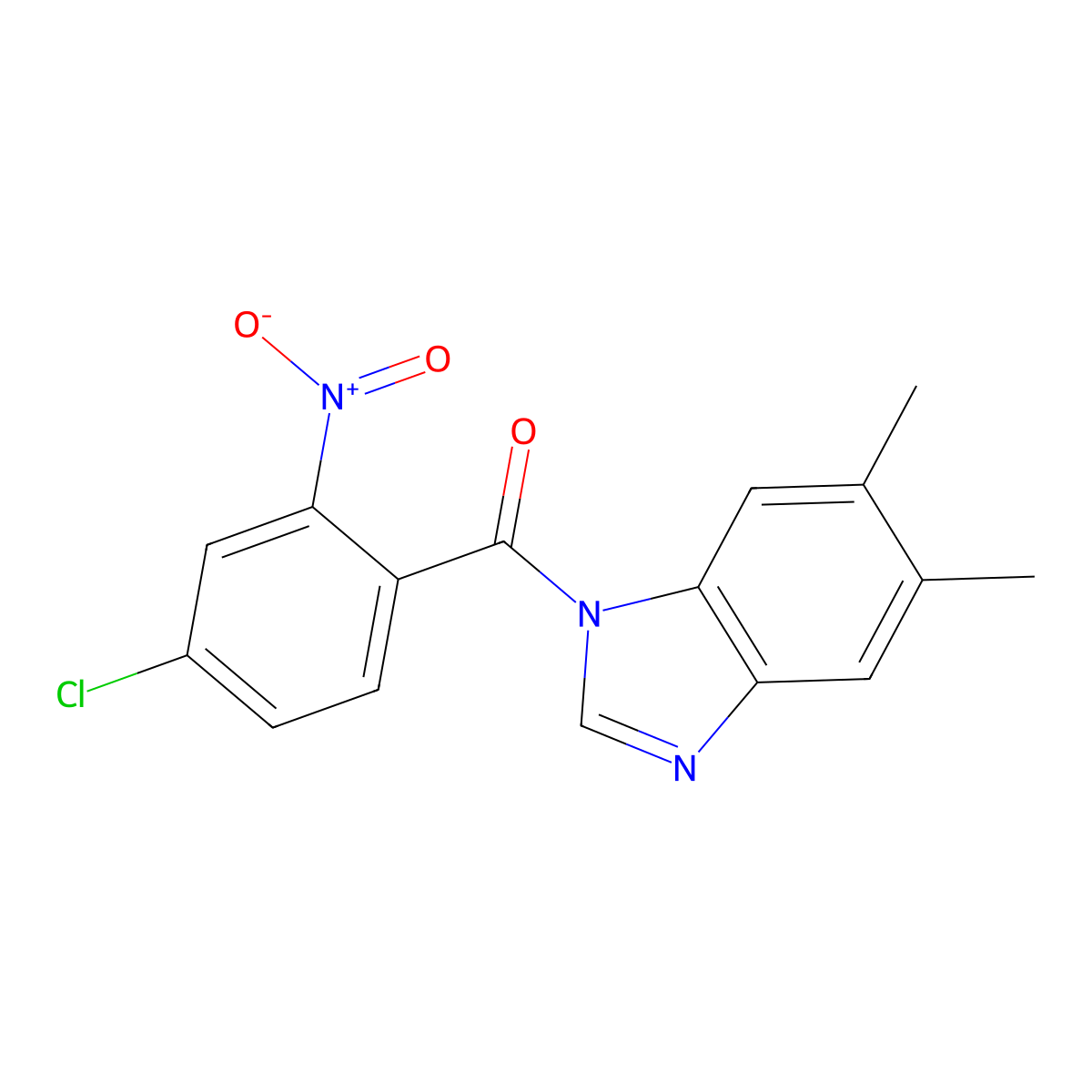 (4-Chloro-2-nitrophenyl)-(5,6-dimethylbenzimidazol-1-yl)methanone molecular structure, CAS 349085-07-0