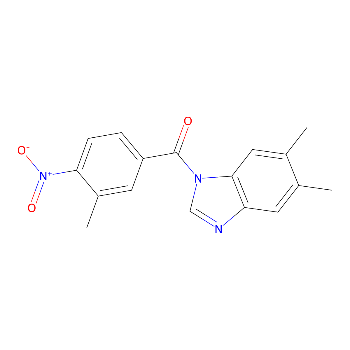 (5,6-Dimethylbenzimidazol-1-yl)-(3-methyl-4-nitrophenyl)methanone molecular structure, CAS 349085-15-0