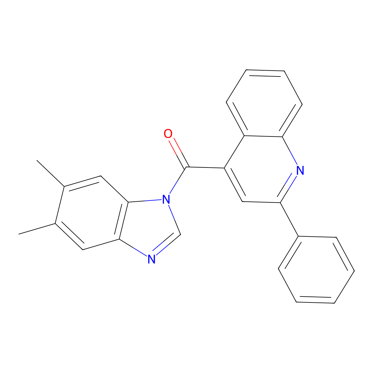 4-[(5,6-dimethyl-1H-benzimidazol-1-yl)carbonyl]-2-phenylquinoline molecular structure, CAS 349085-23-0