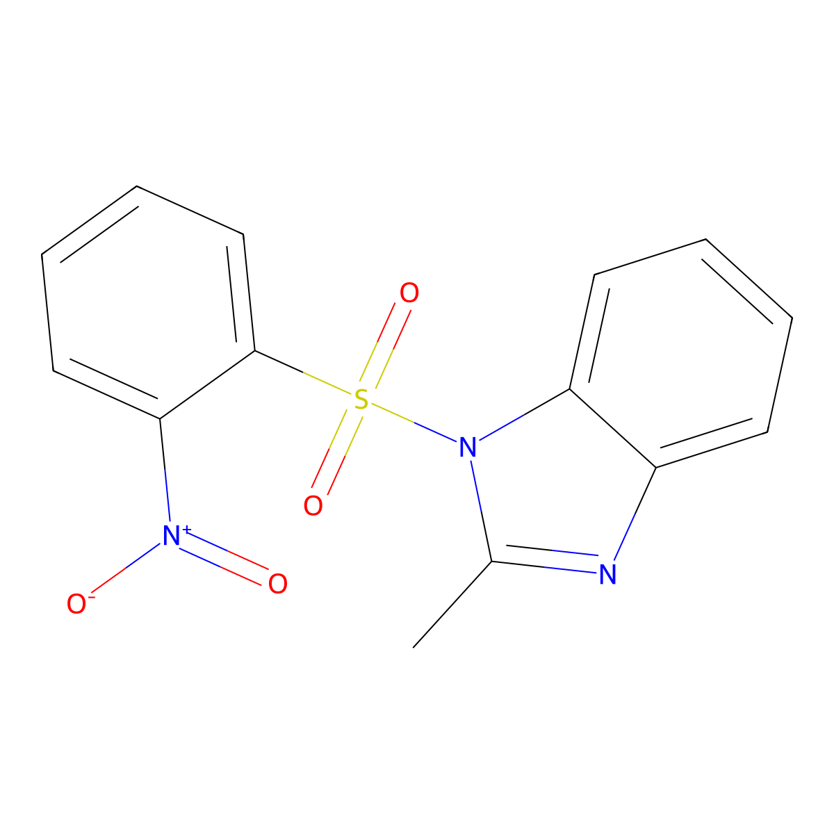 2-Methyl-1-(2-nitrophenyl)sulfonylbenzimidazole molecular structure, CAS 349085-44-5