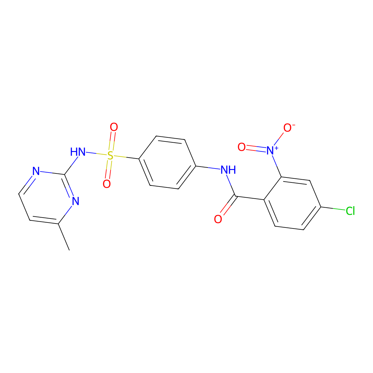4-chloro-N-[4-[(4-methylpyrimidin-2-yl)sulfamoyl]phenyl]-2-nitrobenzamide molecular structure, CAS 349085-74-1