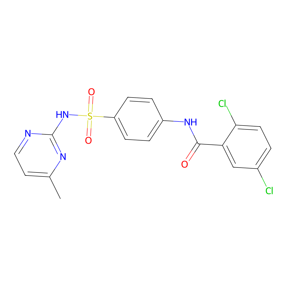 2,5-dichloro-N-{4-[(4-methylpyrimidin-2-yl)sulfamoyl]phenyl}benzamide molecular structure, CAS 349085-80-9